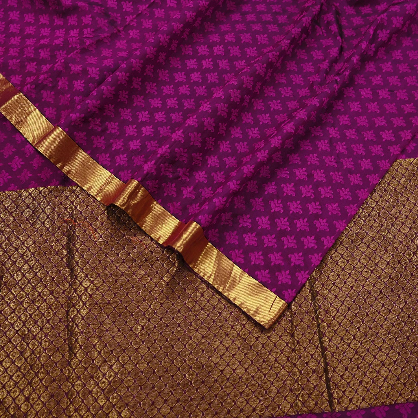 Indian Vintage Heavy Purple Kanjivaram Saree 100% Pure Silk Zari 5Yd Floral Crafting Dress making Crafting Quilting Bollywood Saree