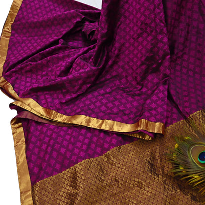 Indian Vintage Heavy Purple Kanjivaram Saree 100% Pure Silk Zari 5Yd Floral Crafting Dress making Crafting Quilting Bollywood Saree