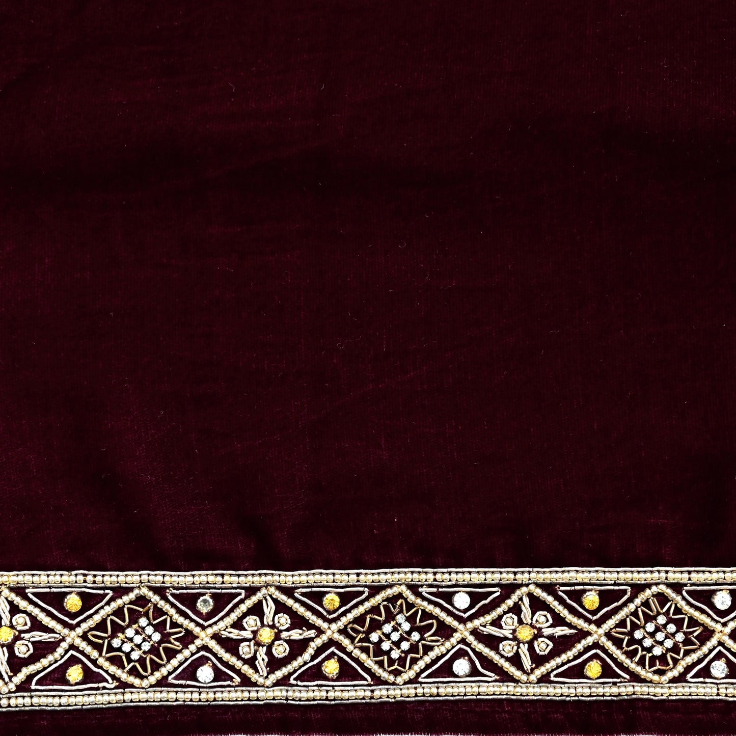 Indian Vintage Maroon Velvet Long Stole Hand Embroidered Scarves Zari Hijab Veil Wrap Bridal Dupatta Paisley