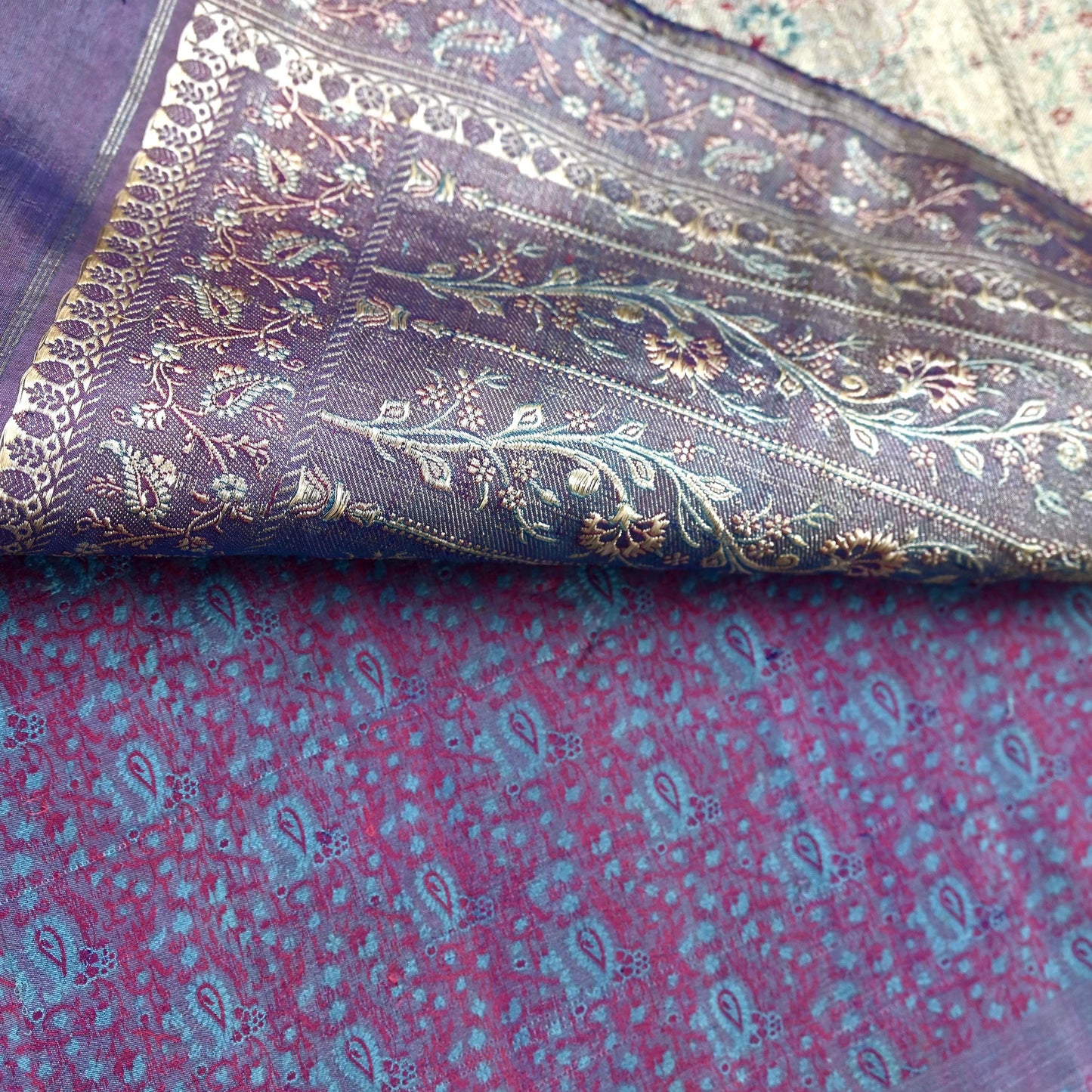 Indian Vintage Sari Blue Heavy Wedding Pure Satin Silk Woven Banarasi Tanchoi Saree 5Yd Ethnic Craft Fabric Upcycle Bridal Heavy Sarees