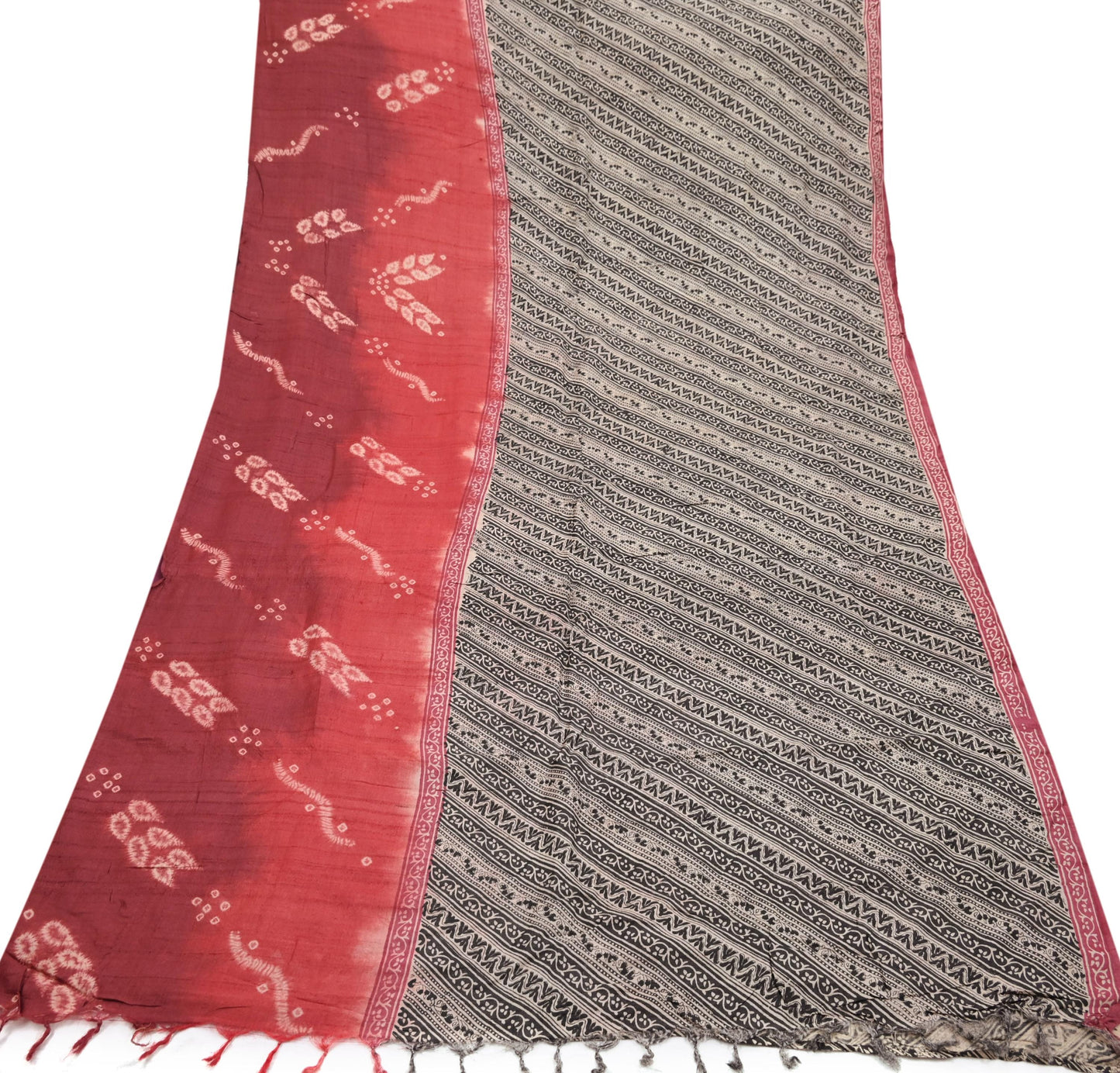 Indian Vintage Multi Saree Pure Khadi Silk Handloom Printed Sari Fabric 5yd Ethnic Wear Sari Floral Designs Dress making Crafting