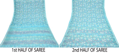 Indian Vintage Sari Hand Embroidered Printed 100% Pure Georgette Silk Saree Craft Fabric 5Yd Ethnic Soft Dress making For Crafting Quilting