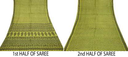 Indian Vintage Green Sari Pure Silk Hand Embroidered Sarees 5Yd Craft Fabric Sewing soft Quilting Crafting Upcycle Ethnic Bollywood sarees