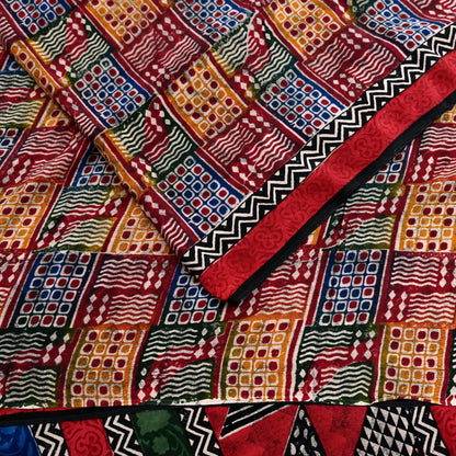 Indian Vintage Sari Multi Pure Crepe Silk Printed Saree 5yard Sewing Ethnic Wrap Craft Fabric Dressmaking Crafting Upcycle Quilting