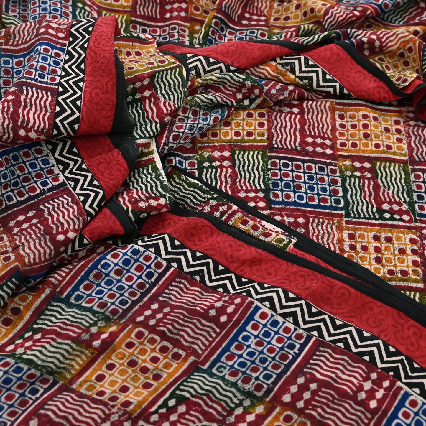 Indian Vintage Sari Multi Pure Crepe Silk Printed Saree 5yard Sewing Ethnic Wrap Craft Fabric Dressmaking Crafting Upcycle Quilting
