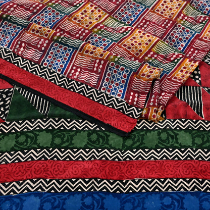 Indian Vintage Sari Multi Pure Crepe Silk Printed Saree 5yard Sewing Ethnic Wrap Craft Fabric Dressmaking Crafting Upcycle Quilting