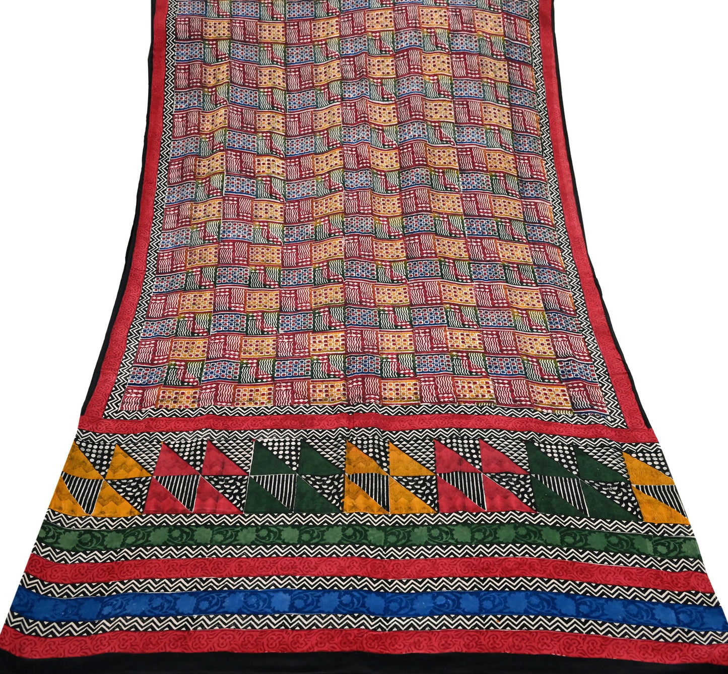 Indian Vintage Sari Multi Pure Crepe Silk Printed Saree 5yard Sewing Ethnic Wrap Craft Fabric Dressmaking Crafting Upcycle Quilting