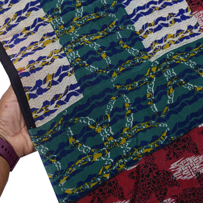 Indian Vintage Sari Multi Pure Crepe Silk Printed Saree 5yard Sewing Ethnic Wrap Craft Fabric Dressmaking Crafting Upcycle Quilting