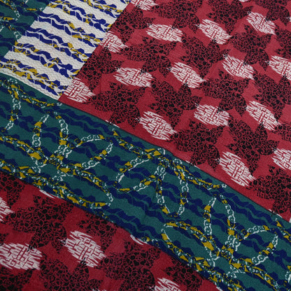 Indian Vintage Sari Multi Pure Crepe Silk Printed Saree 5yard Sewing Ethnic Wrap Craft Fabric Dressmaking Crafting Upcycle Quilting