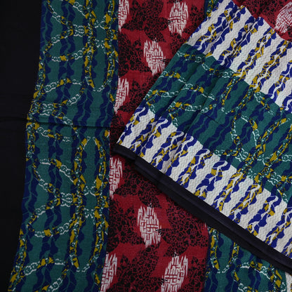 Indian Vintage Sari Multi Pure Crepe Silk Printed Saree 5yard Sewing Ethnic Wrap Craft Fabric Dressmaking Crafting Upcycle Quilting