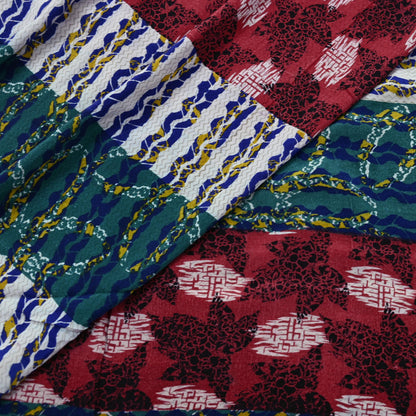 Indian Vintage Sari Multi Pure Crepe Silk Printed Saree 5yard Sewing Ethnic Wrap Craft Fabric Dressmaking Crafting Upcycle Quilting