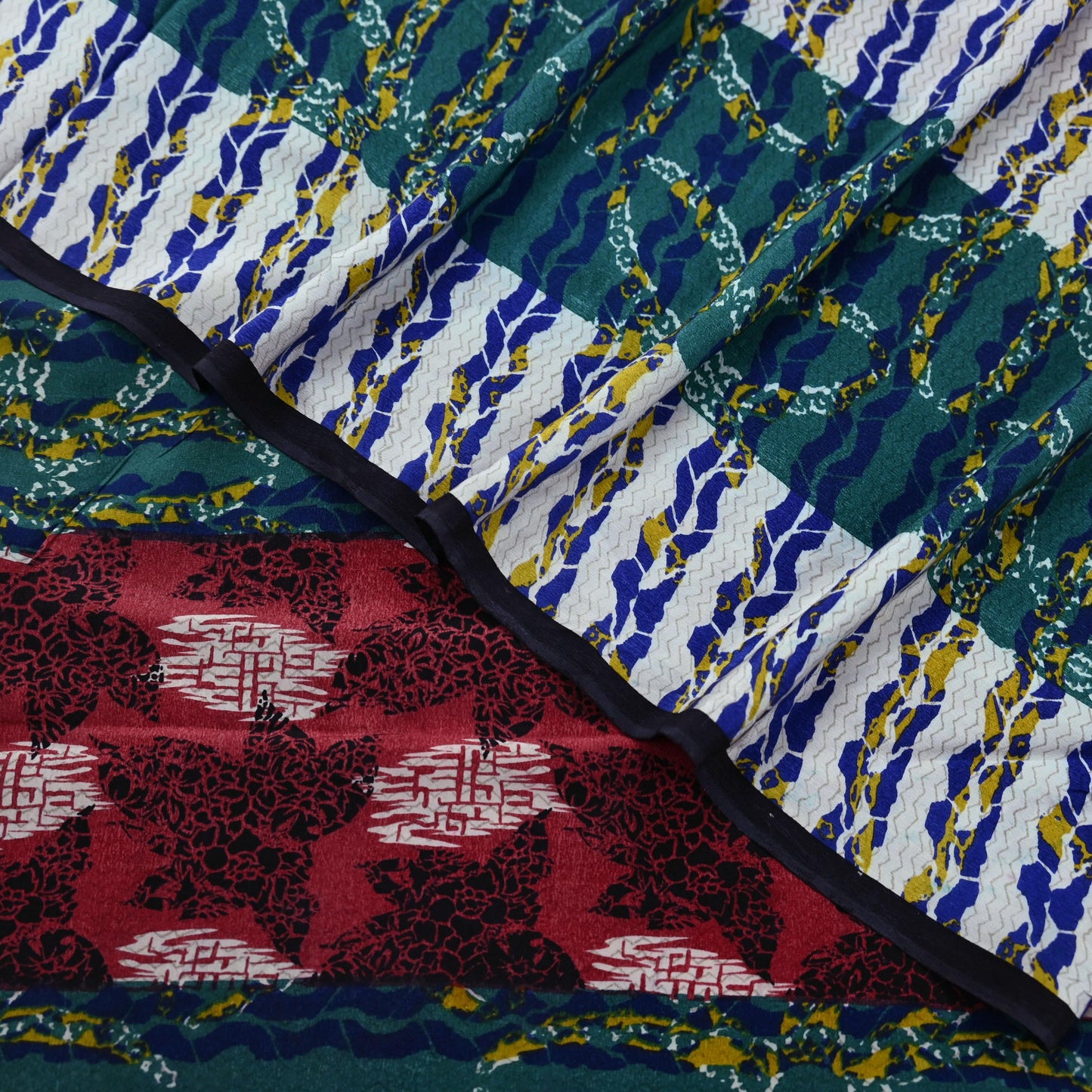 Indian Vintage Sari Multi Pure Crepe Silk Printed Saree 5yard Sewing Ethnic Wrap Craft Fabric Dressmaking Crafting Upcycle Quilting