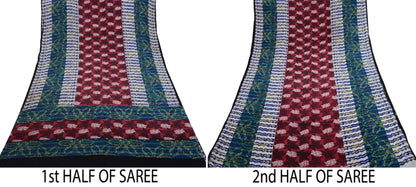 Indian Vintage Sari Multi Pure Crepe Silk Printed Saree 5yard Sewing Ethnic Wrap Craft Fabric Dressmaking Crafting Upcycle Quilting