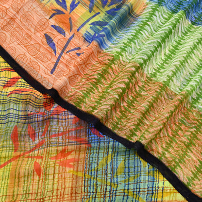 Indian Women Vintage Multi Sarees 100% Pure Georgette Silk Printed Sari Sewing 6yd Soft Craft Floral Design Wrap Boho Dress Making