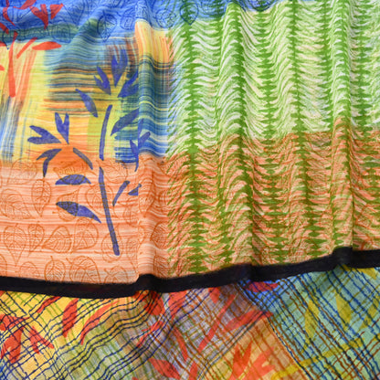Indian Women Vintage Multi Sarees 100% Pure Georgette Silk Printed Sari Sewing 6yd Soft Craft Floral Design Wrap Boho Dress Making