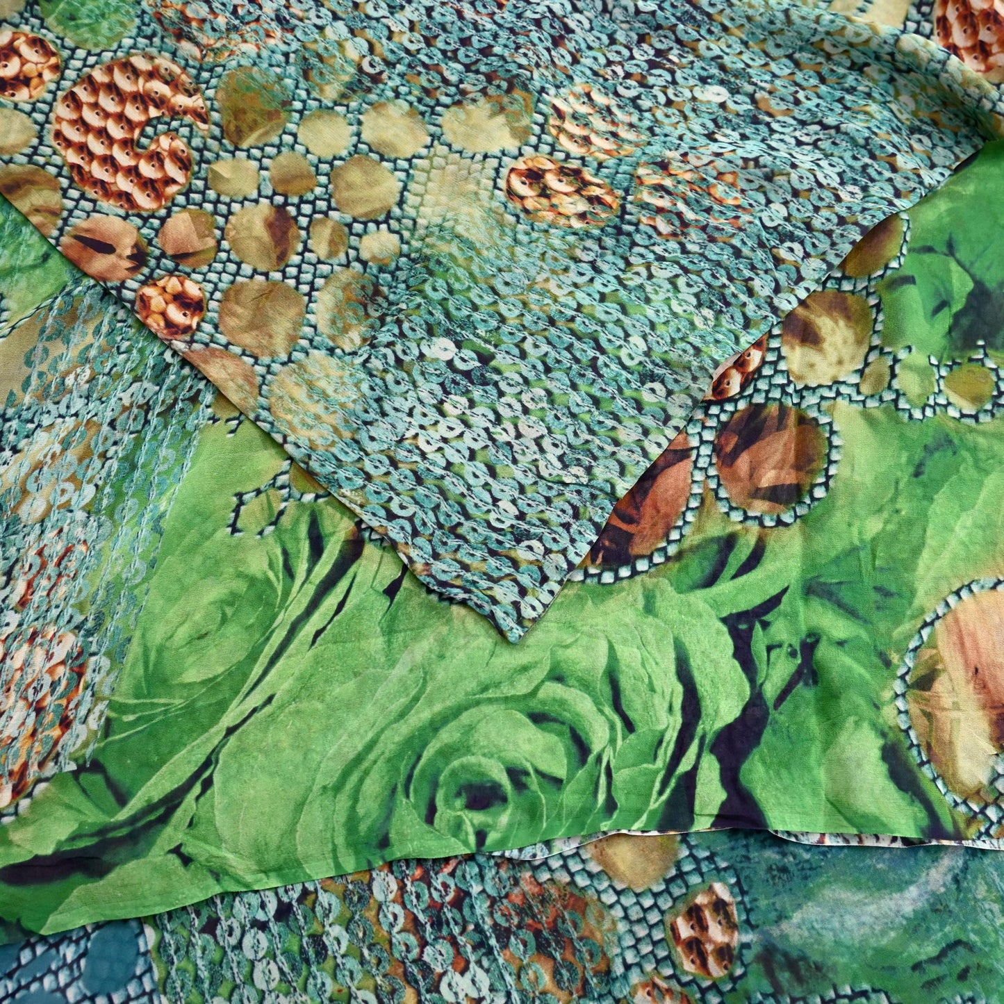 Vintage Sari Multi Blend Georgette Digital Printed Saree Sewing 6yd Craft Soft Floral Crafting Dress Making Quilting Upcycle