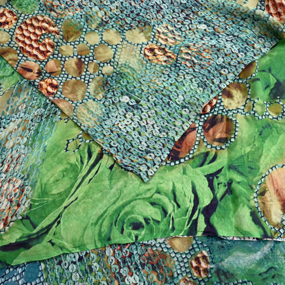 Vintage Sari Multi Blend Georgette Digital Printed Saree Sewing 6yd Craft Soft Floral Crafting Dress Making Quilting Upcycle