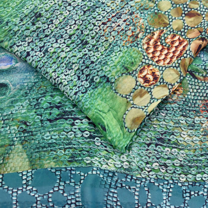 Vintage Sari Multi Blend Georgette Digital Printed Saree Sewing 6yd Craft Soft Floral Crafting Dress Making Quilting Upcycle