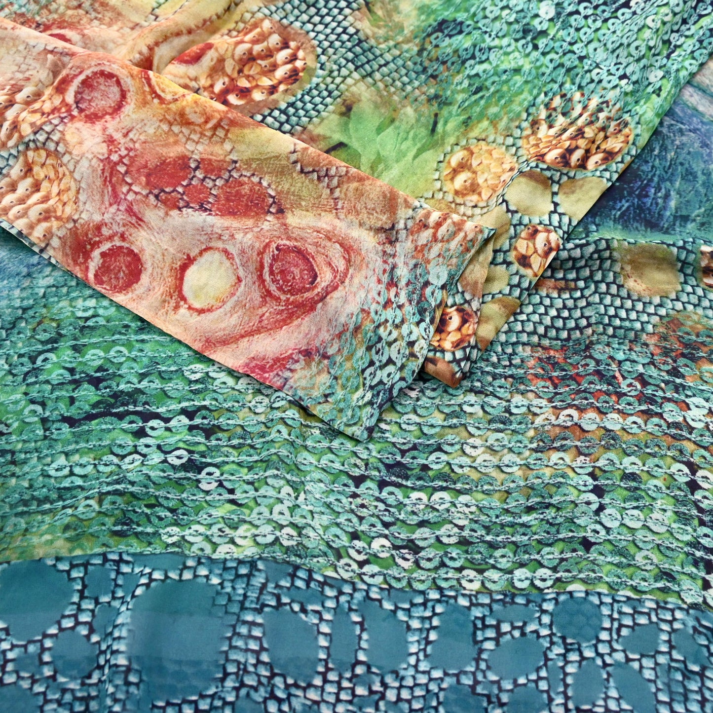 Vintage Sari Multi Blend Georgette Digital Printed Saree Sewing 6yd Craft Soft Floral Crafting Dress Making Quilting Upcycle