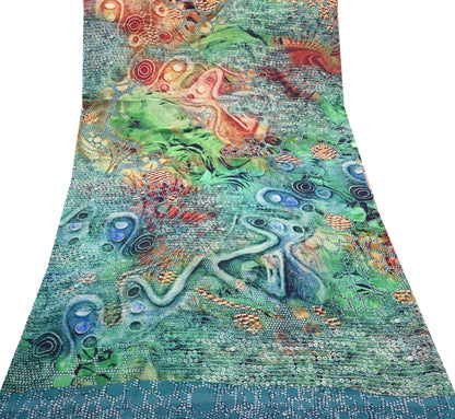 Vintage Sari Multi Blend Georgette Digital Printed Saree Sewing 6yd Craft Soft Floral Crafting Dress Making Quilting Upcycle