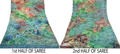 Vintage Sari Multi Blend Georgette Digital Printed Saree Sewing 6yd Craft Soft Floral Crafting Dress Making Quilting Upcycle