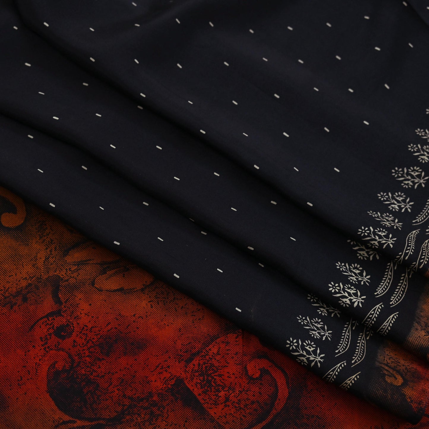 Vintage Sari Black Pure Silk Printed Saree Craft Fabric 5yard Sewing Floral Soft Dress Designing for Crafting Upcycle Quilting