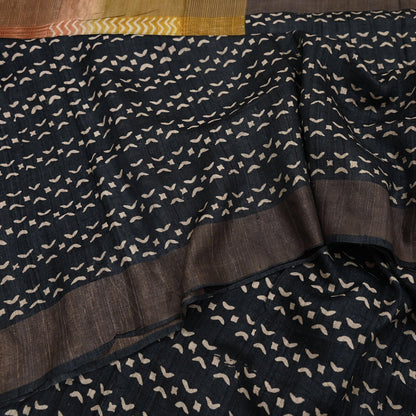 Indian Vintage Heavy Sari Maroon & Black Pure Khadi Silk Handloom Saree Craft Fabric 5yd Ethnic Wear Dress making For Crafting Quilting