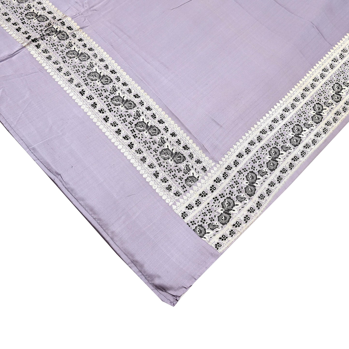 Indian Vintage Sari Gray Heavy Pure Satin Silk  Woven Banarasi Sarees Zari 5Yd Craft Fabric Dress making Crafting Ethnic Quilting Upcycle