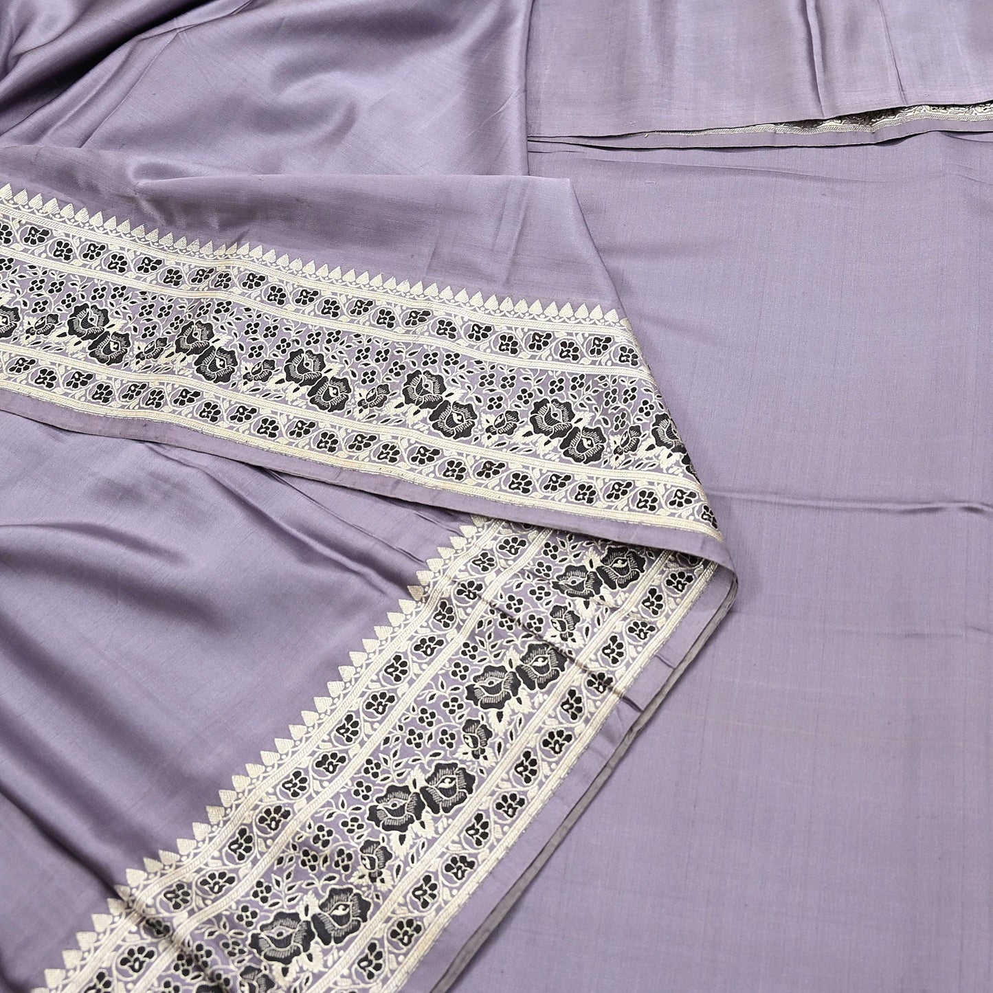 Indian Vintage Sari Gray Heavy Pure Satin Silk  Woven Banarasi Sarees Zari 5Yd Craft Fabric Dress making Crafting Ethnic Quilting Upcycle