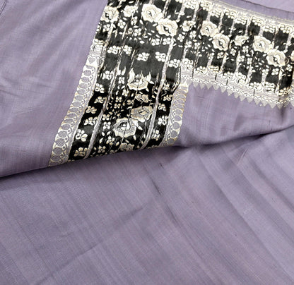 Indian Vintage Sari Gray Heavy Pure Satin Silk  Woven Banarasi Sarees Zari 5Yd Craft Fabric Dress making Crafting Ethnic Quilting Upcycle