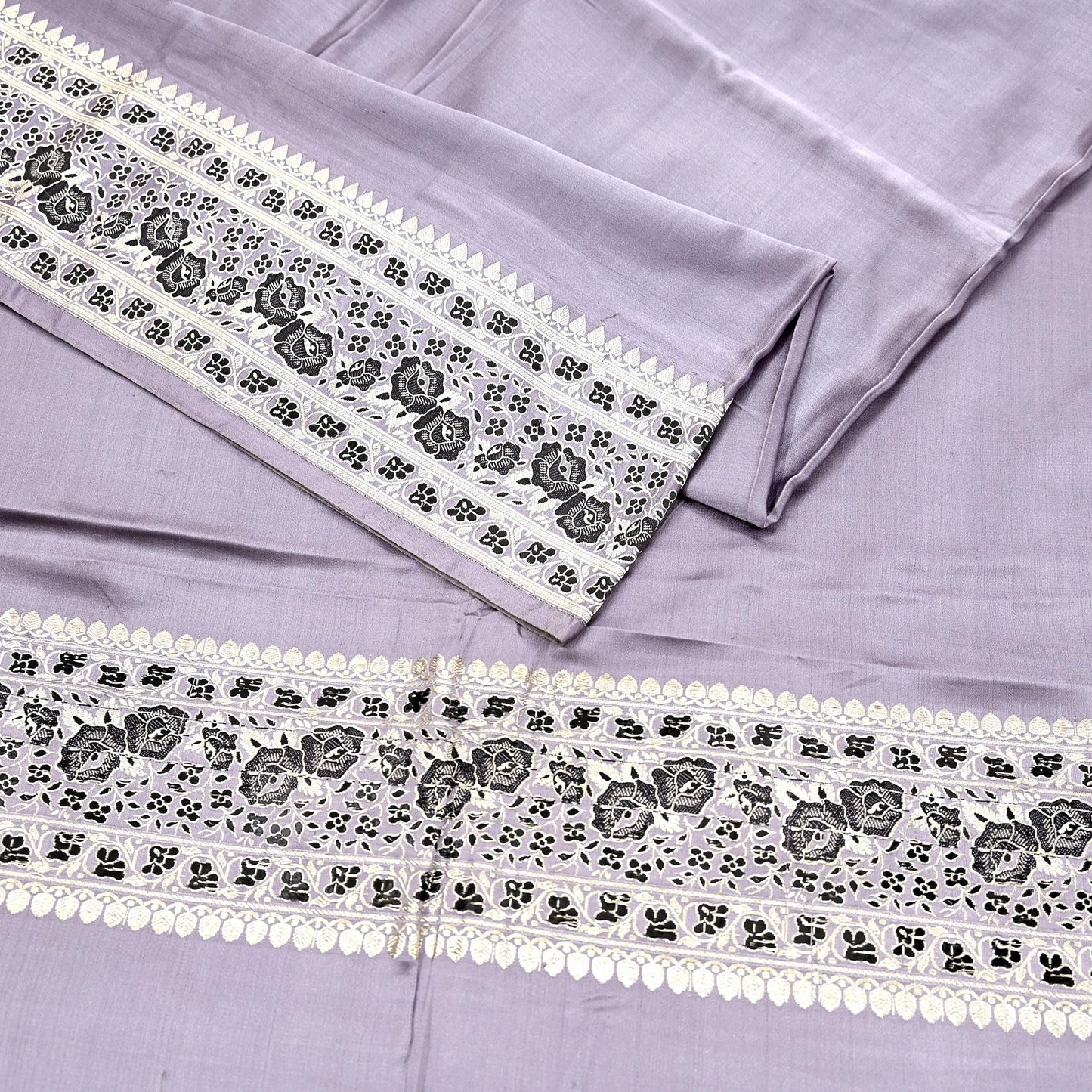 Indian Vintage Sari Gray Heavy Pure Satin Silk  Woven Banarasi Sarees Zari 5Yd Craft Fabric Dress making Crafting Ethnic Quilting Upcycle