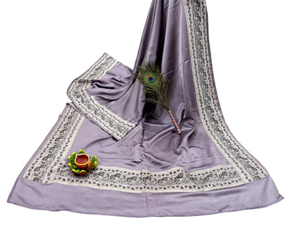 Indian Vintage Sari Gray Heavy Pure Satin Silk  Woven Banarasi Sarees Zari 5Yd Craft Fabric Dress making Crafting Ethnic Quilting Upcycle