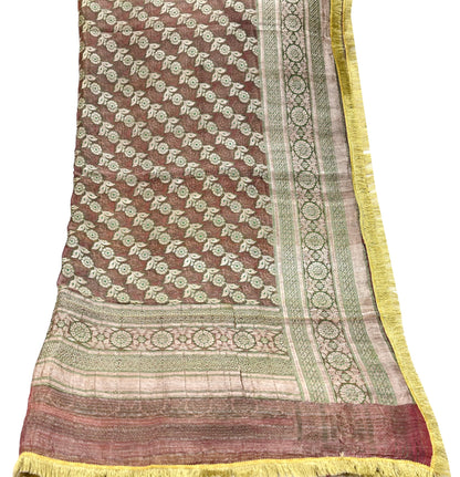 Indian Vintage Heavy Wedding Maroon Dupatta Pure Organza Silk Stole Hand woven Banarasi Scarves Zari Bridal Veil Wrap Hijab