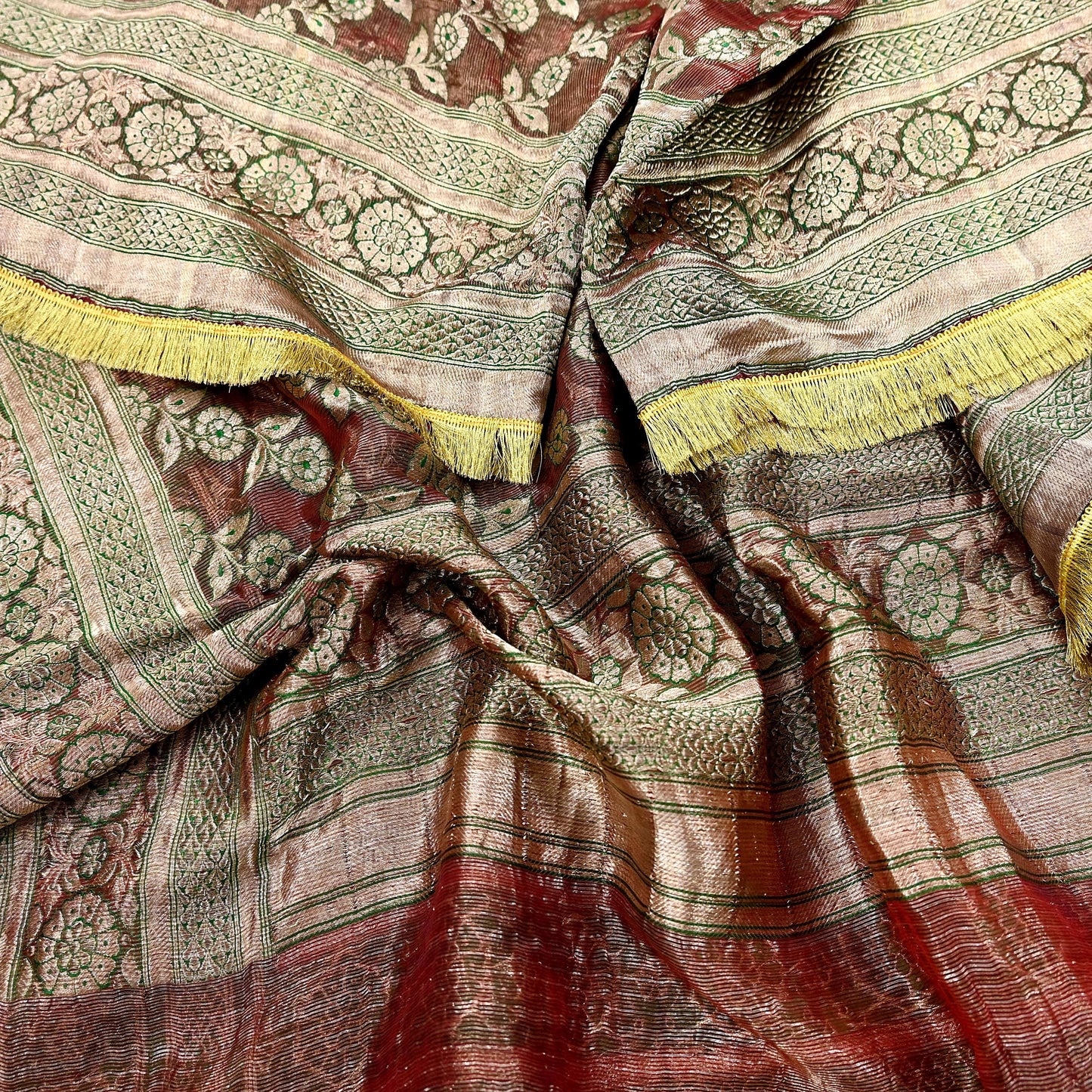 Indian Vintage Heavy Wedding Maroon Dupatta Pure Organza Silk Stole Hand woven Banarasi Scarves Zari Bridal Veil Wrap Hijab