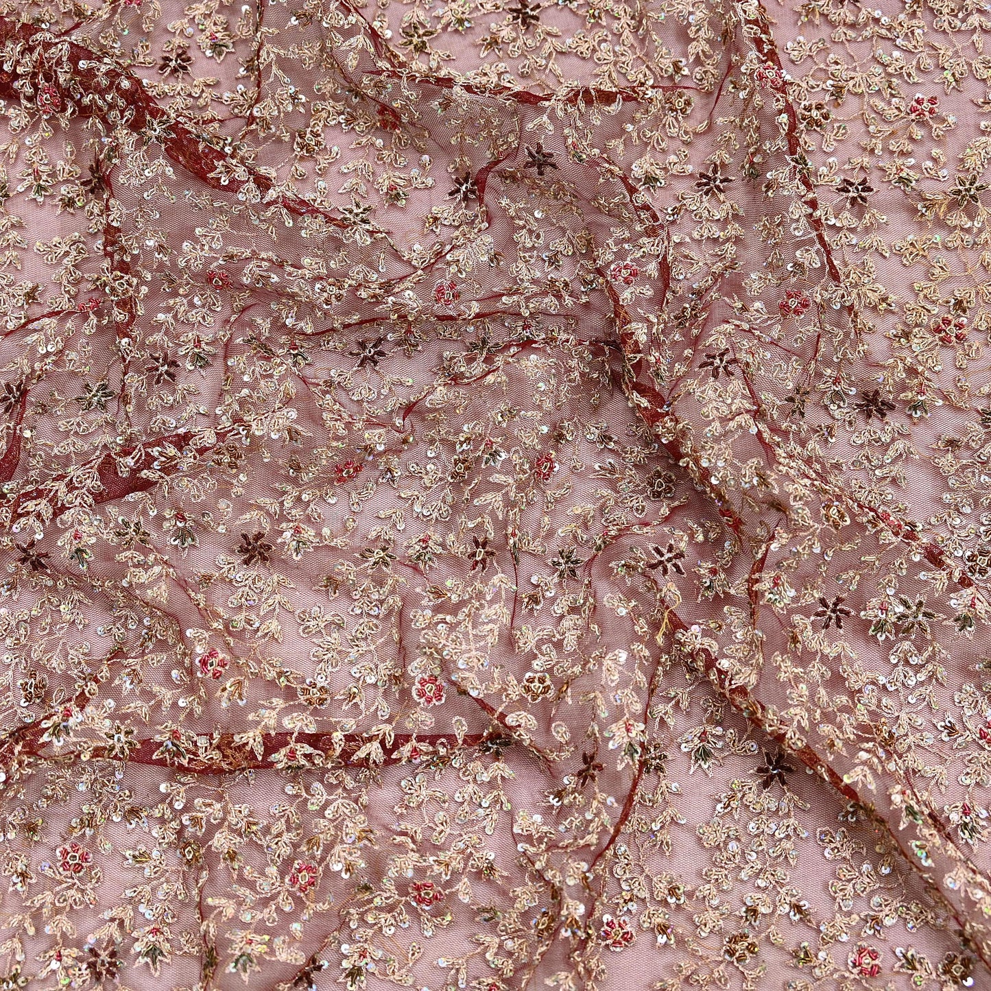 Indian Vintage Heavy Wedding Maroon Dupatta Net Mesh Long Stole Hand Embroidered Scarves Golden Zardozi Zari Sequins Dridal Veil Hijab