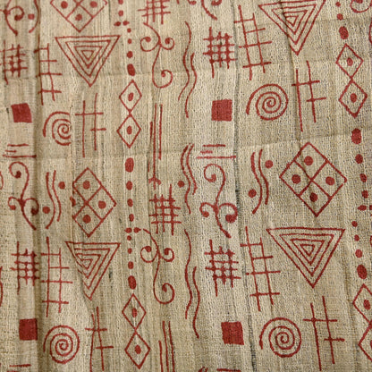 Indian Vintage Beige Dupatta Long Stole 100% Pure Khadi Silk Hand Woven/ Printed Scarves Veil Scarf Wrap Hippie Fringes