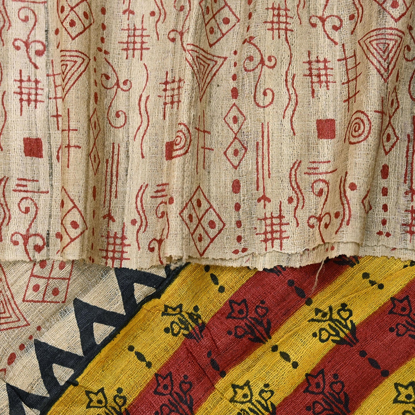 Indian Vintage Beige Dupatta Long Stole 100% Pure Khadi Silk Hand Woven/ Printed Scarves Veil Scarf Wrap Hippie Fringes