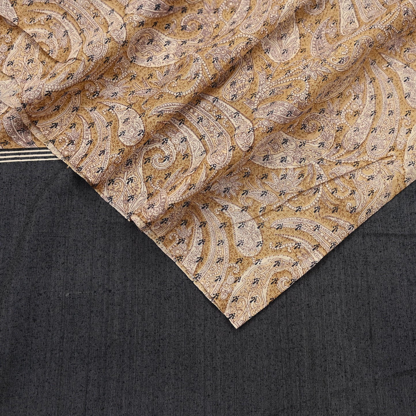 Indian Vintage Black & beige Dupatta Long Stole 100% Pure Khadi Silk Hand Woven/ Printed Scarves Veil Scarf Wrap Hippie