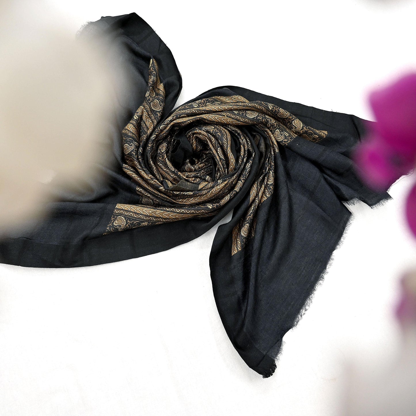 Vintage Long Stole Pure Woolen Scarf Printed Dupatta Infinity Scarves Sarong Wrap Veil Woman Hijab Shawl Craft Fabric