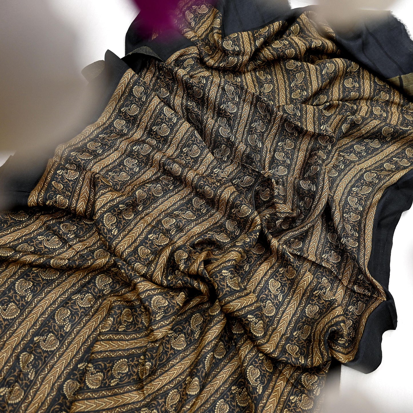 Vintage Long Stole Pure Woolen Scarf Printed Dupatta Infinity Scarves Sarong Wrap Veil Woman Hijab Shawl Craft Fabric