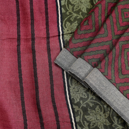 Indian Women Vintage Green & Maroon Long Stole Pure Woolen Scarf Dupatta Scarves Printed Sarong Wrap Veil Hijab Shawl Soft