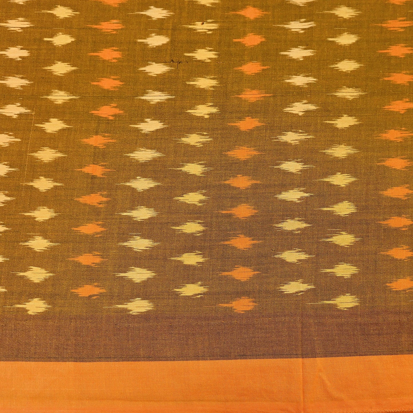 Indian Vintage Orange & Black Saree Pure Cotton Hand woven Sambalpuri Ikat Sari Fabric 5Yard Ethnic