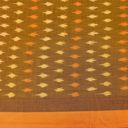 Indian Vintage Orange & Black Saree Pure Cotton Hand woven Sambalpuri Ikat Sari Fabric 5Yard Ethnic