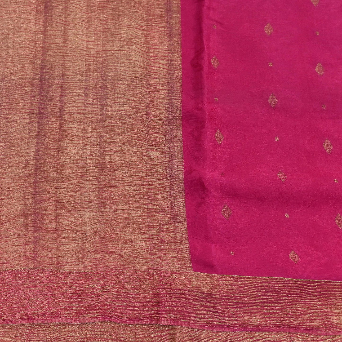 Indian Vintage Sari Pink Hand Woven Printed Sari 100% Pure Crepe Silk Sarees Craft Fabric 5yd Soft Zari Dress making Quilting Used
