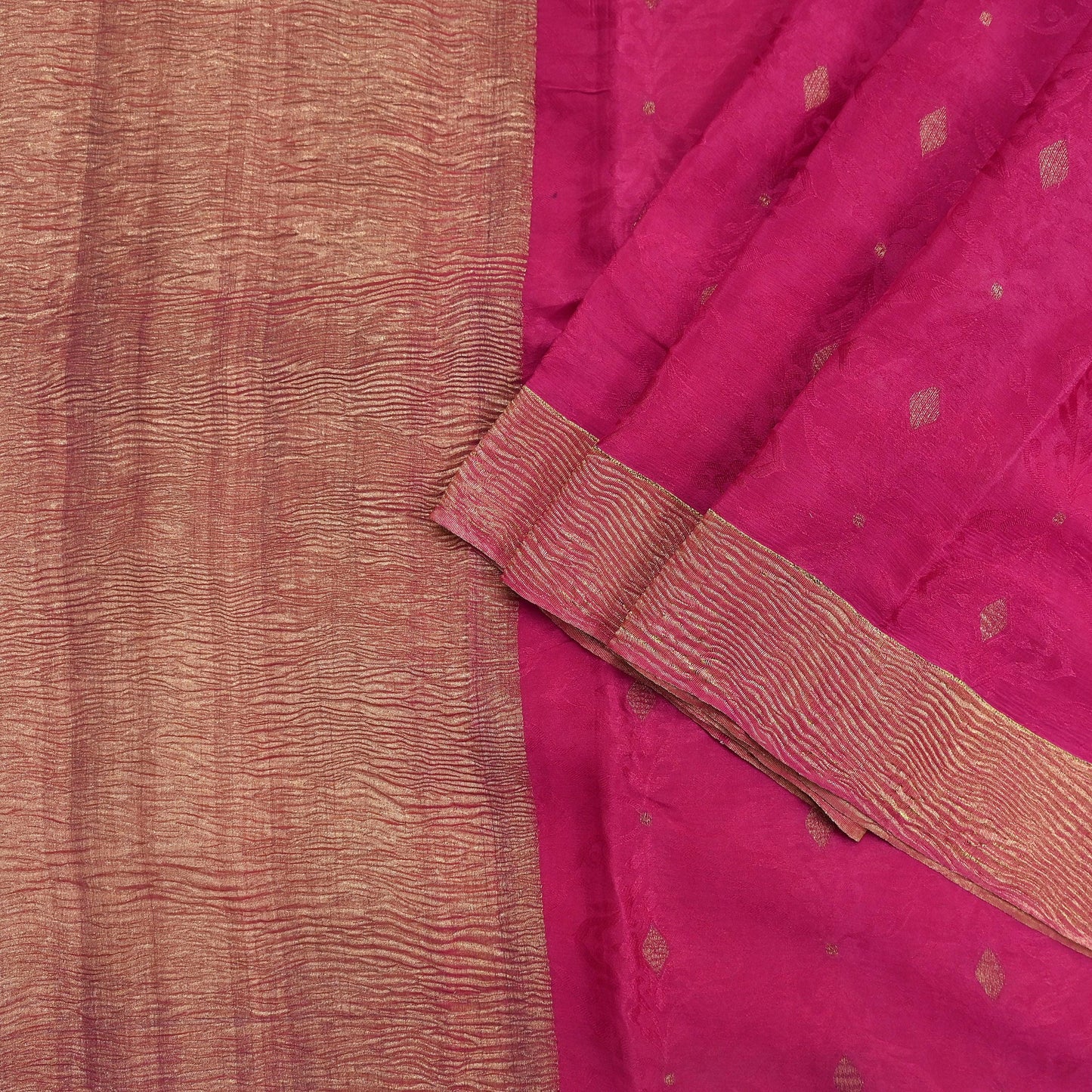 Indian Vintage Sari Pink Hand Woven Printed Sari 100% Pure Crepe Silk Sarees Craft Fabric 5yd Soft Zari Dress making Quilting Used