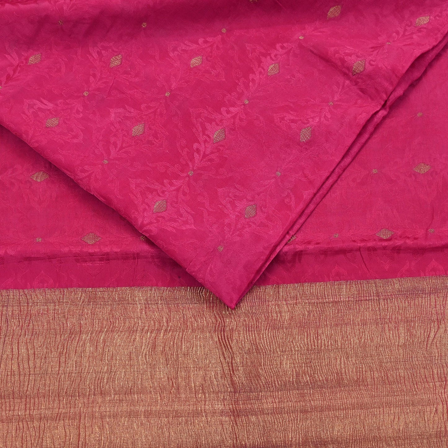 Indian Vintage Sari Pink Hand Woven Printed Sari 100% Pure Crepe Silk Sarees Craft Fabric 5yd Soft Zari Dress making Quilting Used
