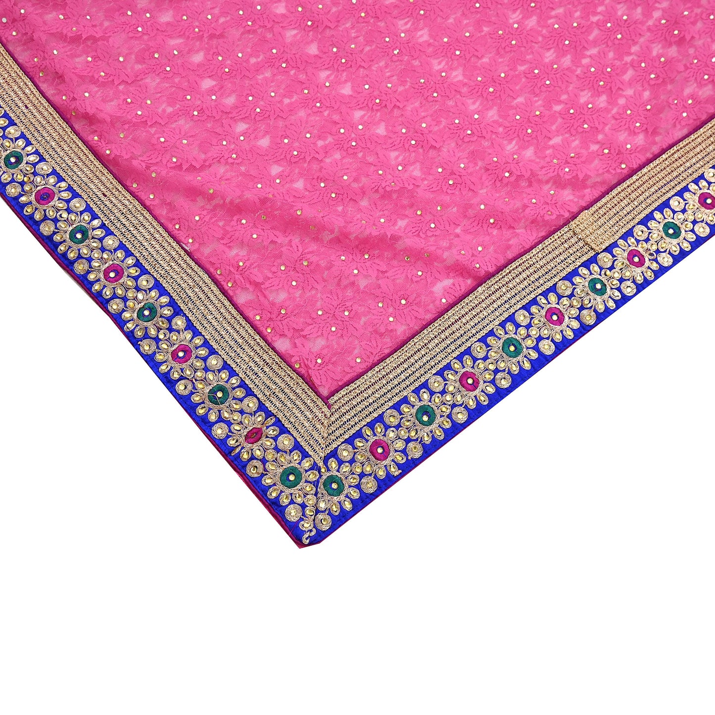 Indian Vintage Sari Pink Net/Mesh Hand Embroidered Sarees 5Yd Ethnic Craft Fabric Sequins Upcycle Dress Making/ Designing Bollywood