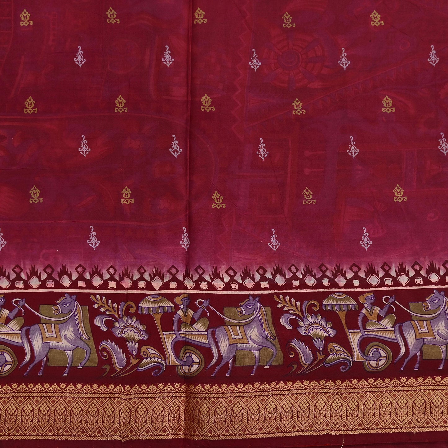Indian Vintage Sari Maroon & Pink Pure Silk Printed Saree Fabric 5yard Sewing Craft DressMaking Upcycle Crafting Quilting