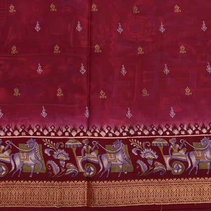 Indian Vintage Sari Maroon & Pink Pure Silk Printed Saree Fabric 5yard Sewing Craft DressMaking Upcycle Crafting Quilting