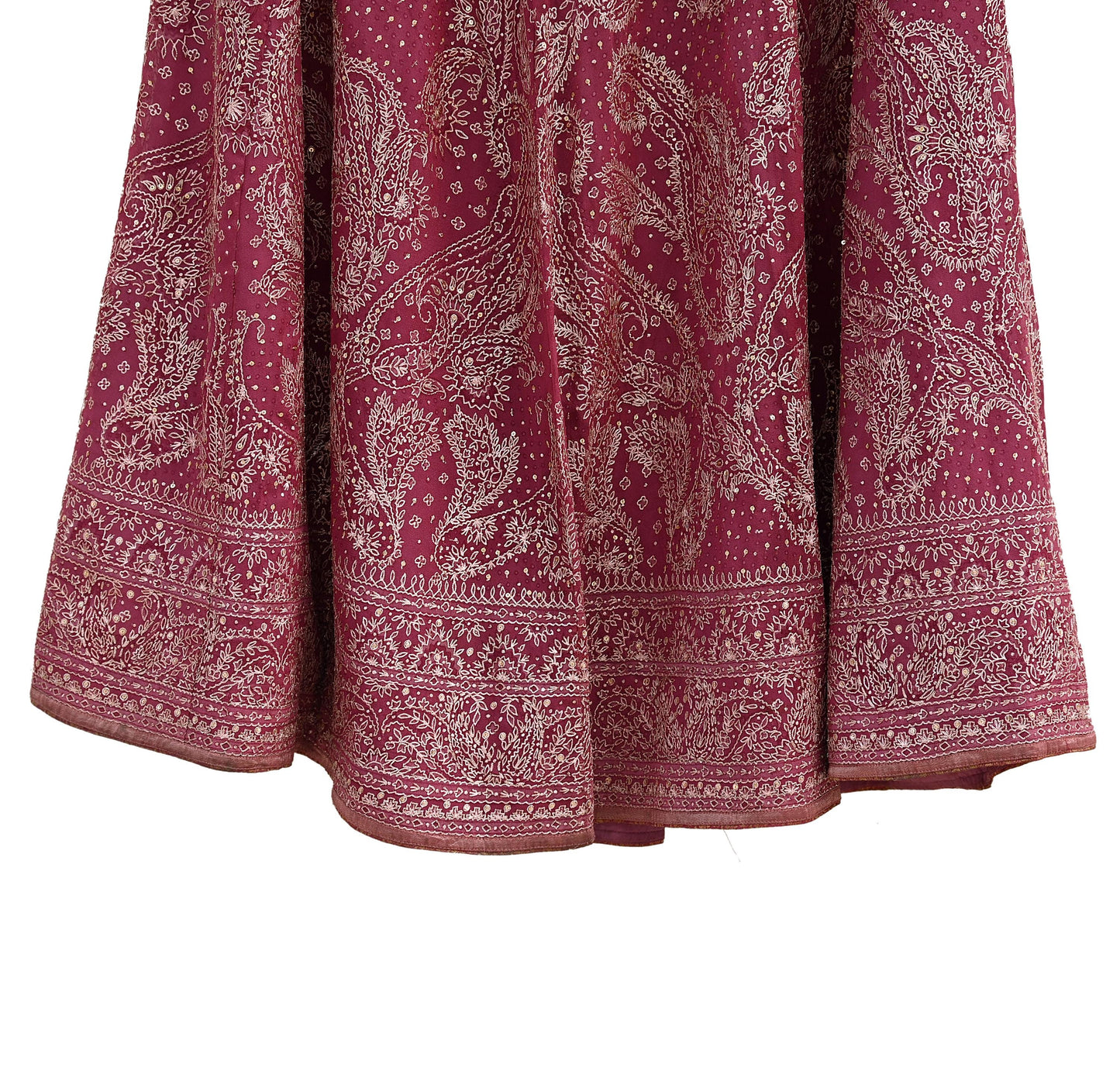 Indian Pre-owned Onion Pink Pure Georgette Silk Hand Embroidered Ritu Kumar Designer Lehenga 3pcs Set Ethnic Bollywood Party Wear